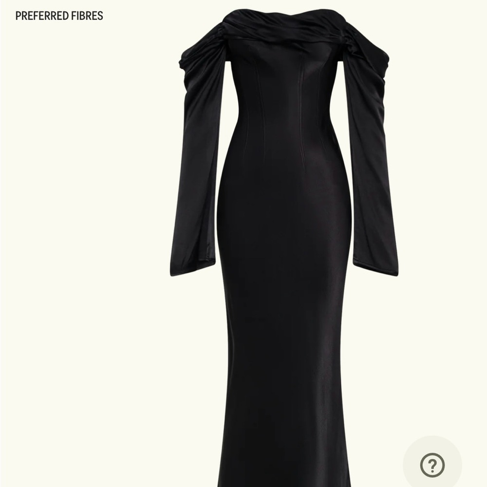 Meshki Black Ruched Off-Shoulder Gown- Giselle gown